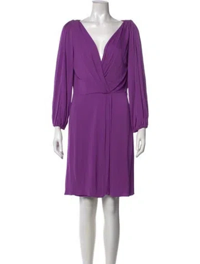 Pre-owned Alberta Ferretti V-neck Mini Dress In Purple