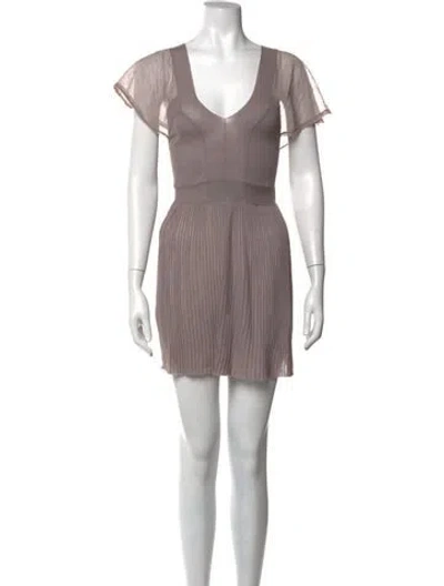 Pre-owned Alberta Ferretti V-neck Mini Dress In Purple