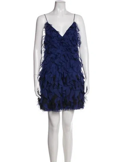 Pre-owned Alberta Ferretti V-neck Mini Dress W/ Tags In Blue