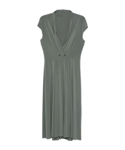 Alberta Ferretti V-neck Pleat-detail Dress In Green