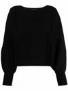 Alberta Ferretti Long-sleeved Knitted Pullover In Black