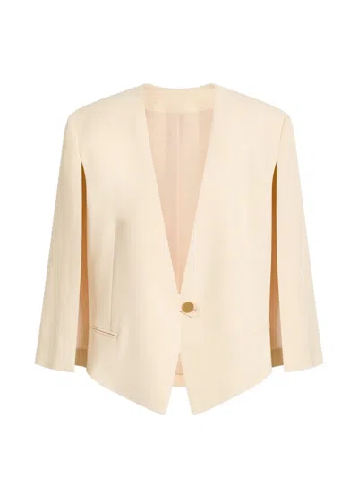 Alberta Ferretti V-neck Single-breasted Blazer In Neutral