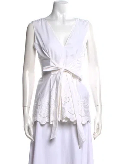 Pre-owned Alberta Ferretti V-neck Sleeveless Blouse In Neutrals