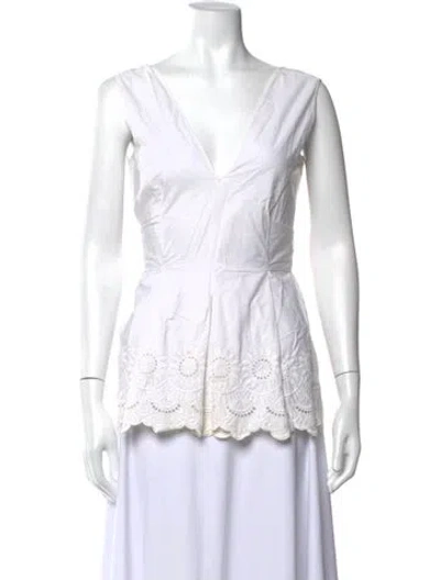 Pre-owned Alberta Ferretti V-neck Sleeveless Blouse In White