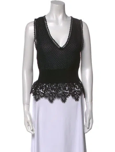 Pre-owned Alberta Ferretti V-neck Sleeveless Crop Top In Black