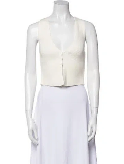 Pre-owned Alberta Ferretti V-neck Sleeveless Crop Top In Black