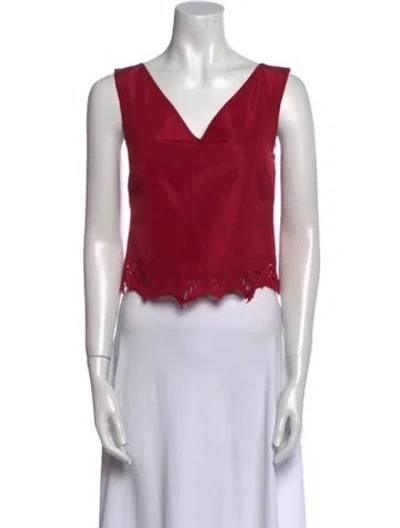 Pre-owned Alberta Ferretti V-neck Sleeveless Crop Top In Red