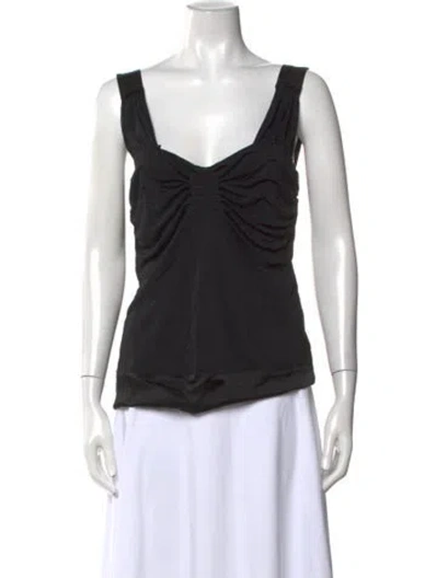 Pre-owned Alberta Ferretti V-neck Sleeveless Top In Black