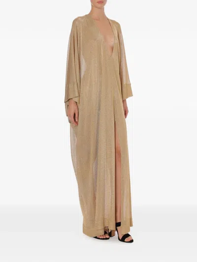 Alberta Ferretti V-neck Split Kaftan In Gold