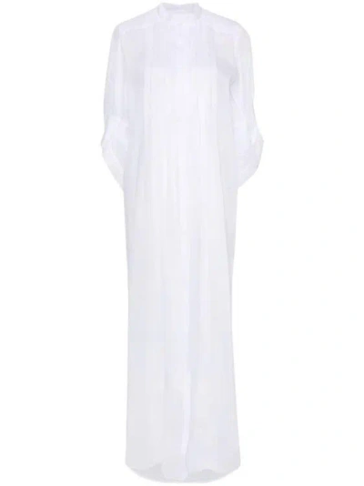 Alberta Ferretti Pleat-detail Cotton Dress In White
