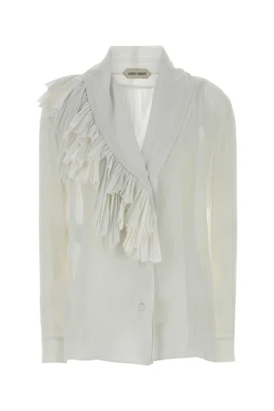 ALBERTA FERRETTI WHITE CREPE SHIRT