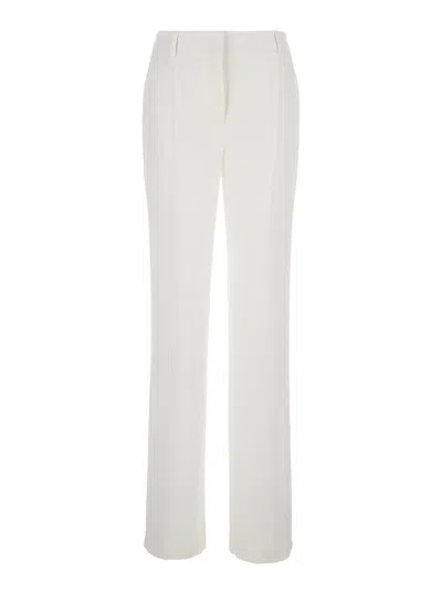 Alberta Ferretti White High Waist Pants With Concealed Closure In Silk Blend Woman
