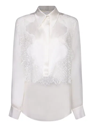 ALBERTA FERRETTI WHITE LACE CHIFFON SHIRT