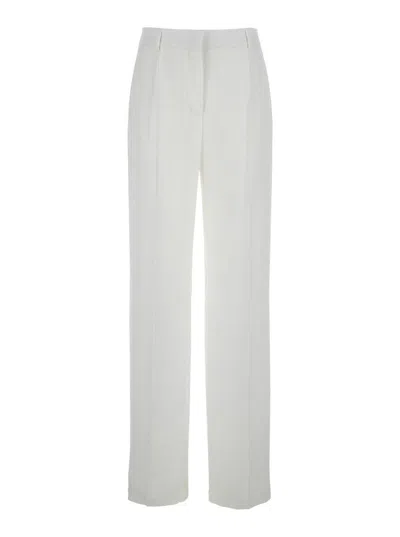 ALBERTA FERRETTI WHITE PANTS WITH HIGH WAIST AND BELT LOOPS