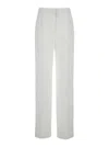 Alberta Ferretti White High Waist Pants With Concealed Closure In Silk Blend Woman In White
