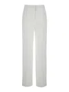 Alberta Ferretti White High Waist Pants With Concealed Closure In Silk Blend Woman In White