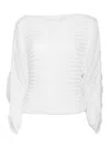 Alberta Ferretti White Round Neck Sweater With Textured Pattern In White