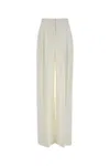 Alberta Ferretti Wide-leg High Waist Crepe Trousers In White