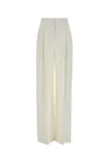 Alberta Ferretti Wide-leg High Waist Crepe Trousers In White