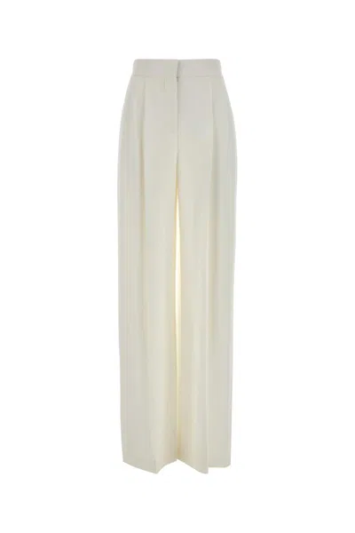 ALBERTA FERRETTI WHITE STRETCH CREPE WIDE-LEG PANT