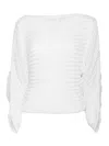 Alberta Ferretti White Round Neck Sweater With Textured Pattern In White