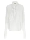 Alberta Ferretti Long Sleeve Collarless Shirt With Scarf Detail