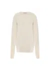 Alberta Ferretti Crew Neck Knitwear Long Sleeve Ribbed Top In Neutral