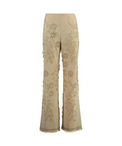 Alberta Ferretti Wide-leg Casual Pants In Nude