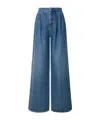 Alberta Ferretti High Waist Wide Leg Trousers With Pleats In Blue