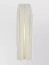 Alberta Ferretti Wide-leg High Waist Crepe Trousers In White