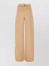 Alberta Ferretti Wide-leg High Waist Pants With Acetate Blend In Neutrals