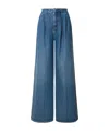 Alberta Ferretti High Waist Wide Leg Trousers With Pleats In Blue