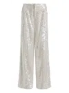Alberta Ferretti Wide Leg Trousers Sequin Detail Pockets In White