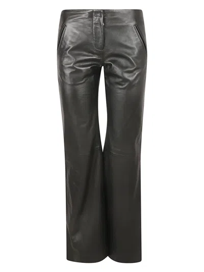 Alberta Ferretti Wide Leg Shiny Leather Trousers In Black