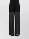 Alberta Ferretti Wide Leg Silk Trousers With Sheer Panels In Black