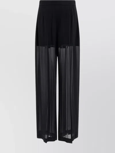 ALBERTA FERRETTI WIDE LEG SILK TROUSERS WITH SHEER PANELS