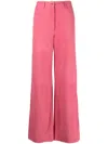 Alberta Ferretti Mid Waist Wide Suede Pants In Pink