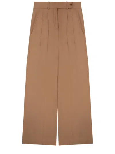 Alberta Ferretti Tailored Wide Leg Trousers Pleat Detail In Brown