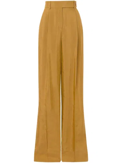 Alberta Ferretti Viscose Blend High Waist Flared Pants In Brown
