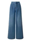 Alberta Ferretti High Waist Wide Leg Trousers With Pleats In Blue