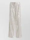Alberta Ferretti Wide Leg Trousers Sequin Detail Pockets In Silver
