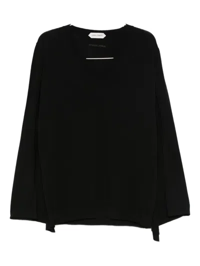 Alberta Ferretti Wide-sleeve Wool Sweater In Black