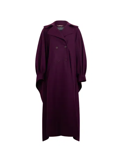 Alberta Ferretti Wide-sleeve Double-breasted Coat In Purple