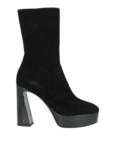 Alberta Ferretti Woman Ankle Boots Black Size 10 Leather