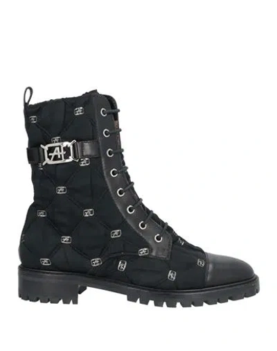 Alberta Ferretti Woman Ankle Boots Black Size 8 Soft Leather, Textile Fibers