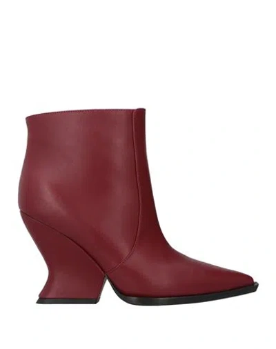 Alberta Ferretti Woman Ankle Boots Brick Size 8 Leather In Red