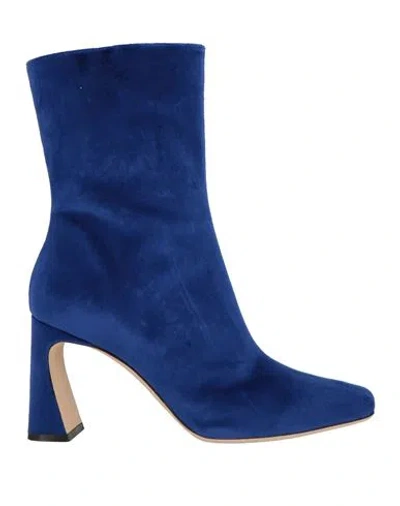 Alberta Ferretti Woman Ankle Boots Bright Blue Size 6 Textile Fibers