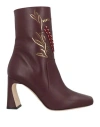 Alberta Ferretti Woman Ankle Boots Burgundy Size 8 Leather