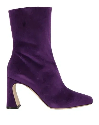 Alberta Ferretti Woman Ankle Boots Purple Size 8 Textile Fibers