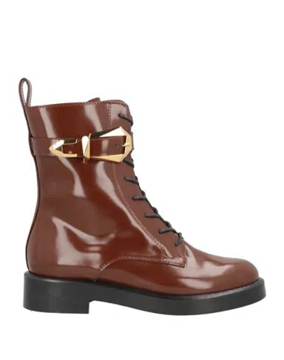Alberta Ferretti Woman Ankle Boots Tan Size 9 Leather In Brown